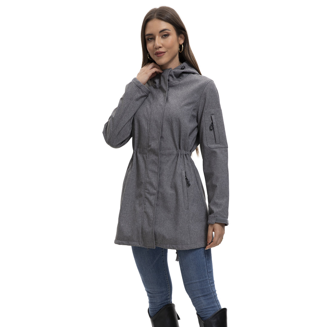 Damen nan funktionaler Softshell-Parka mit Teddyfleece-Futter, Kapuze und Taillenzug Drune
