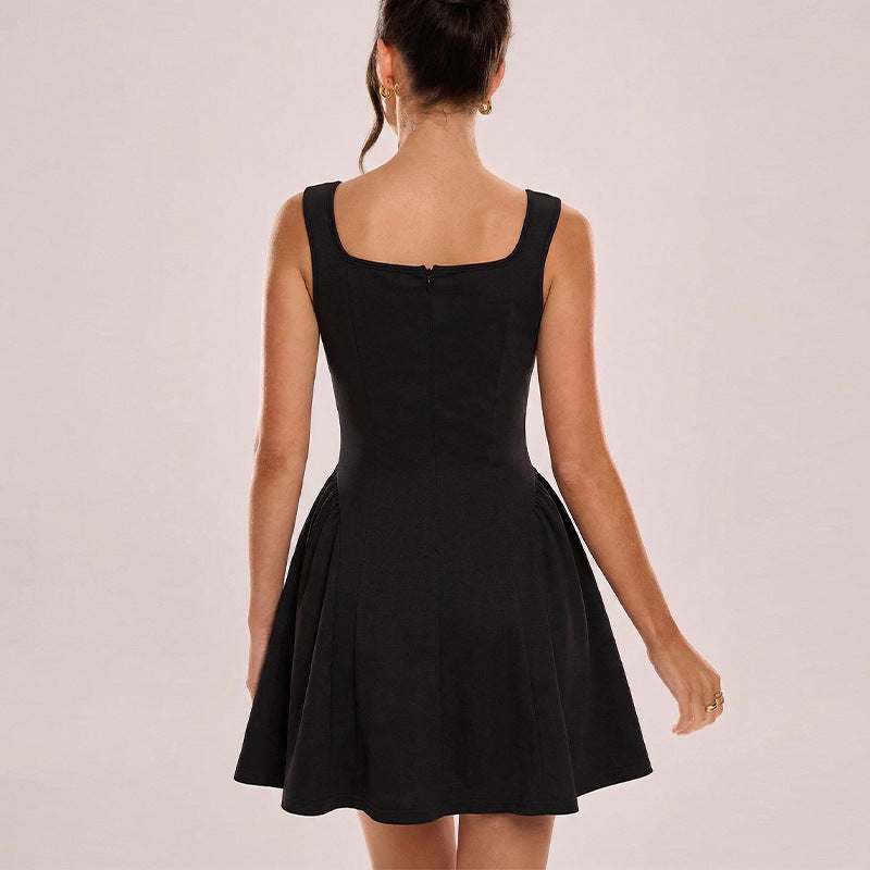 Damen A-Linien Kleid mit quadratischem Ausschnitt und leichtem Material Drune