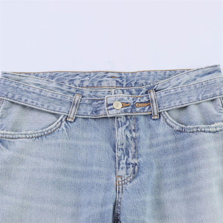 Damen Weite Jeanshose im lässigen Schnitt mit seitlichen Schlitzen Drune