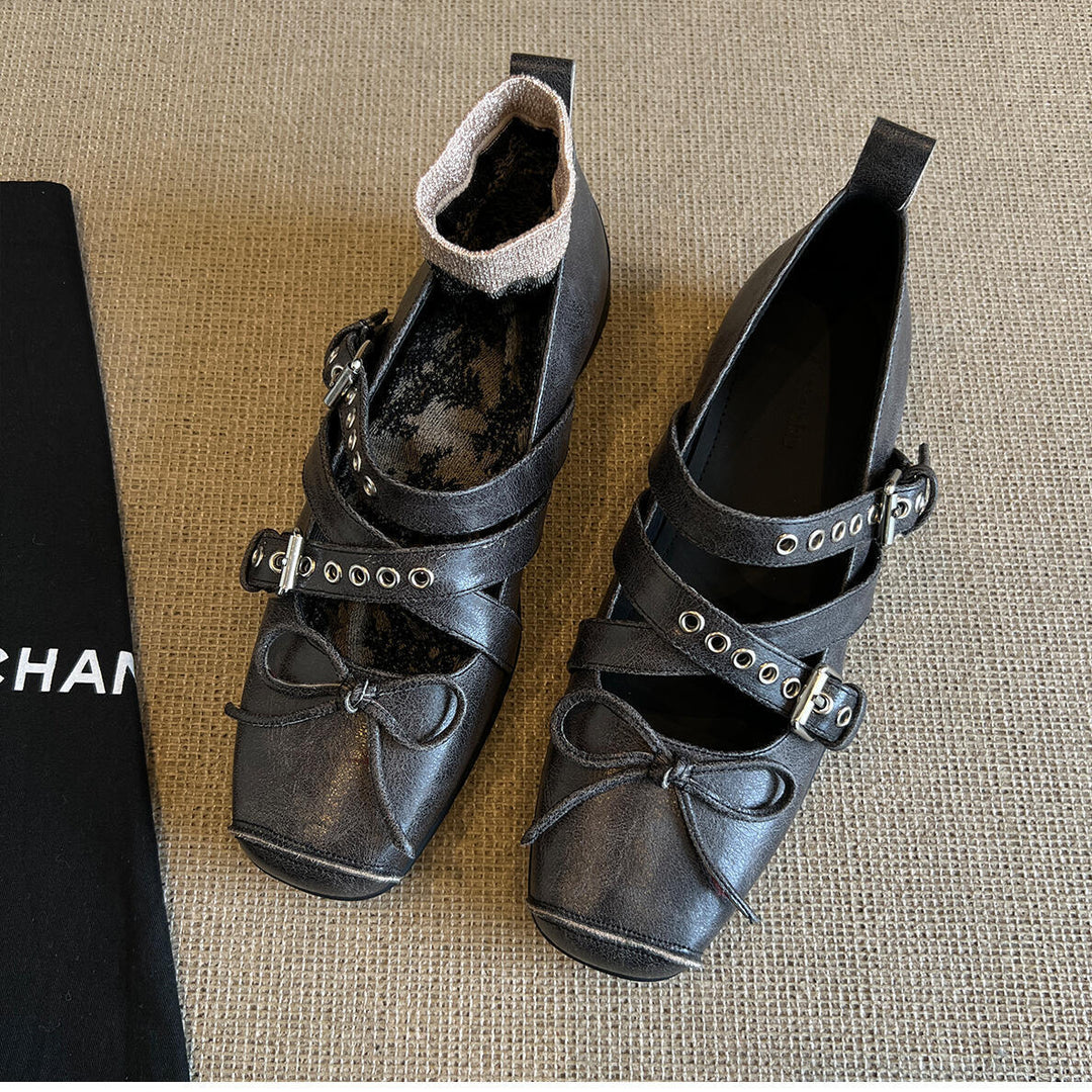 Damen Ballerinas mit dekorativem Riemendesign und raffinierter Faltengestaltung Drune