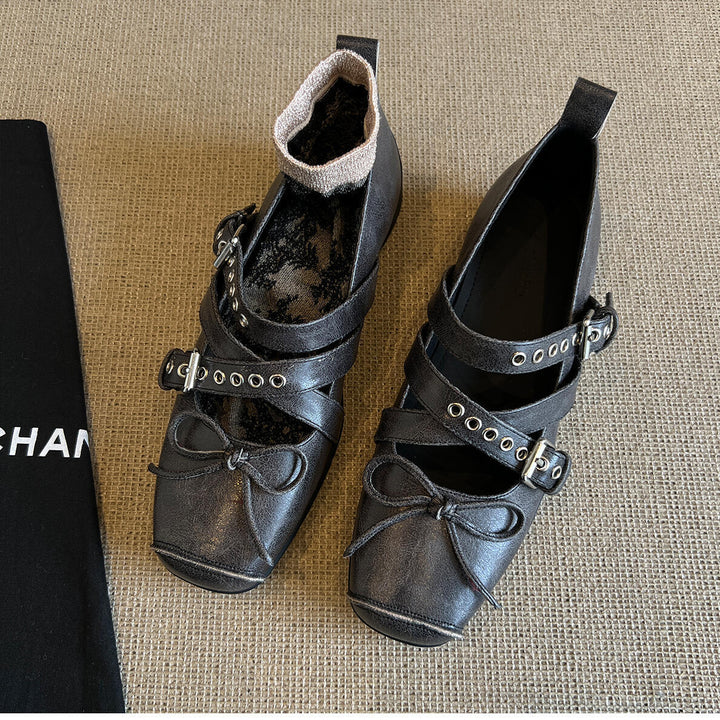 Damen Ballerinas mit dekorativem Riemendesign und raffinierter Faltengestaltung Drune