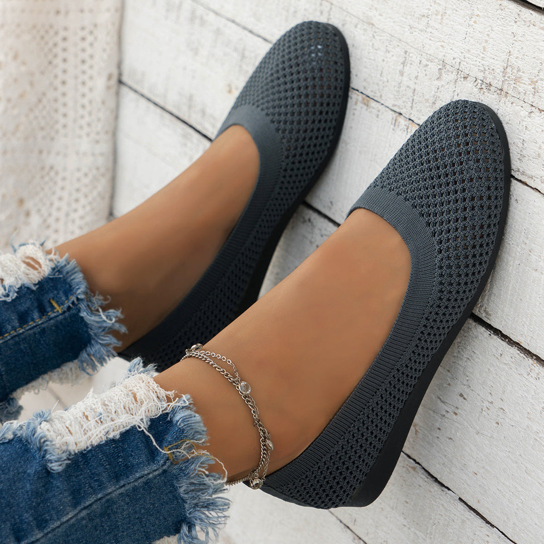 Damen atmungsaktive Ballerinas mit komfortablem Fußbett und elastischem Obermaterial Drune