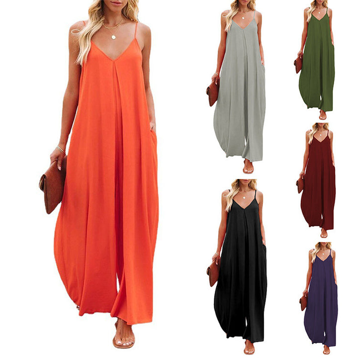 Damen Maxikleid mit schmalen Spagettiträgern und luftiger A-Linien-Silhouette Drune