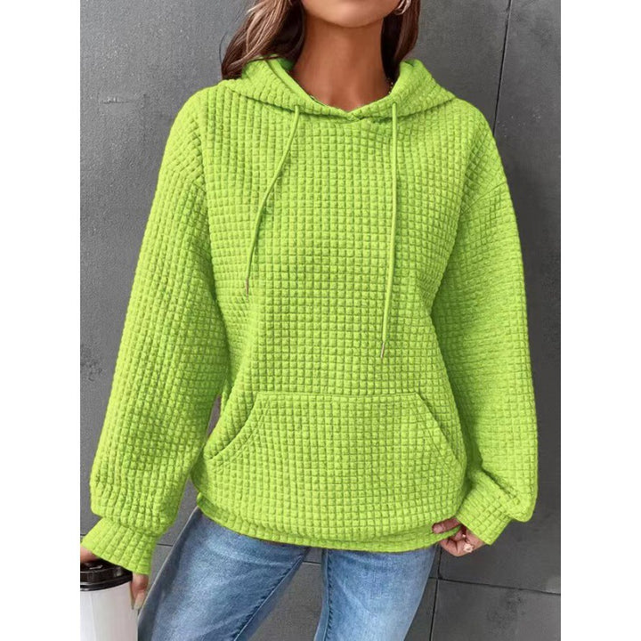 Damen Waffelstruktur Kapuzenpullover mit gemütlichem Schnitt und praktischer Tasche Drune