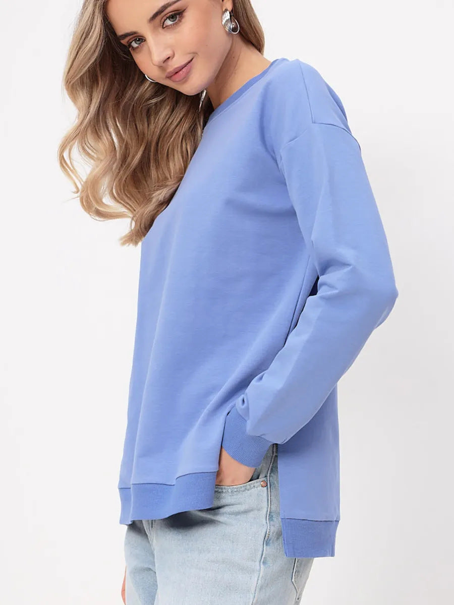 Damen bequemer Sweatshirt mit seitlichen Schlitzen Drune
