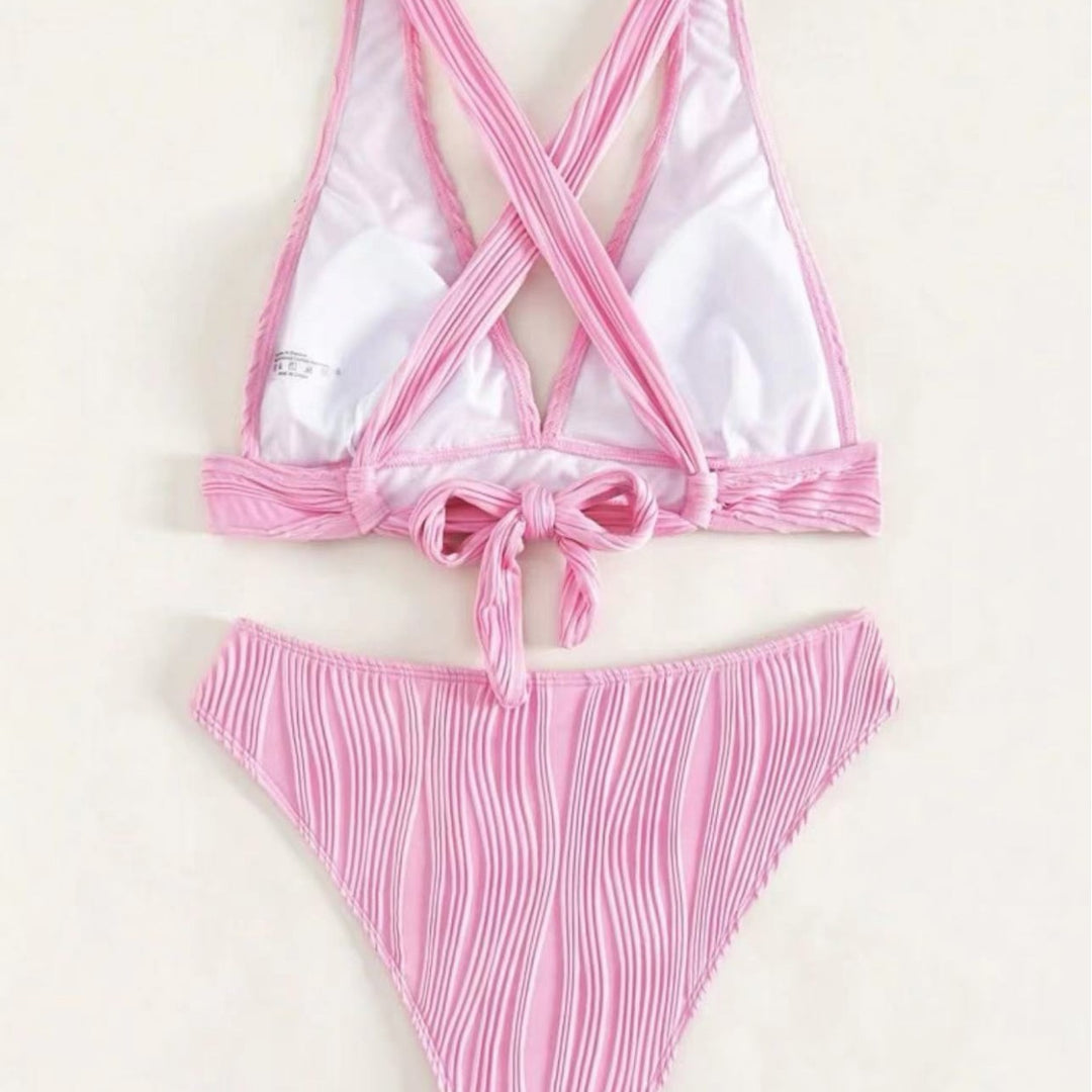Damen Bikini-Set mit modernem Wickeldesign und geschmackvollen Rippendetails Drune