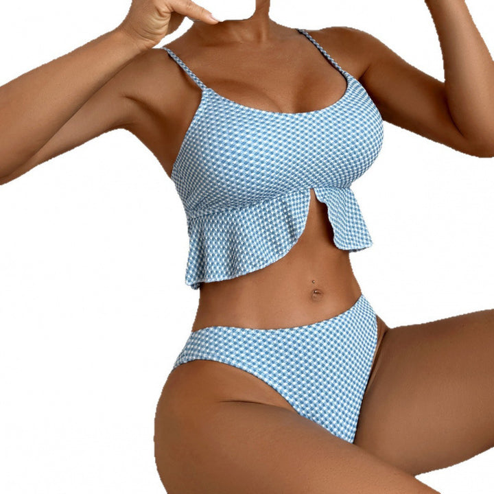 Damen Bikiniversatile mit Rüschen und Karomuster Drune