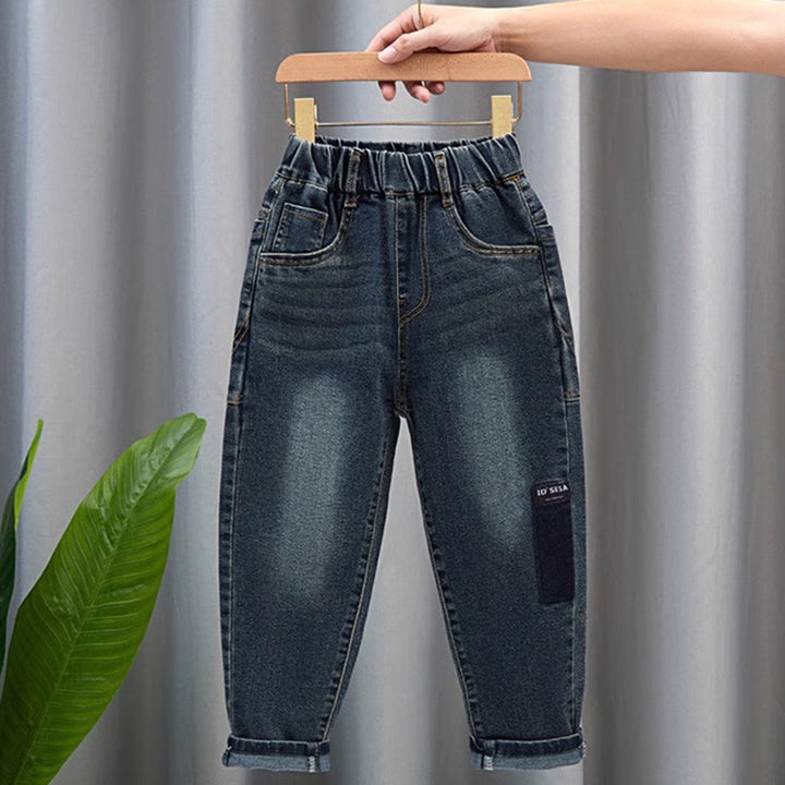 Damen modische Denim-Hose mit elastischem Bund und praktischen Taschen Drune