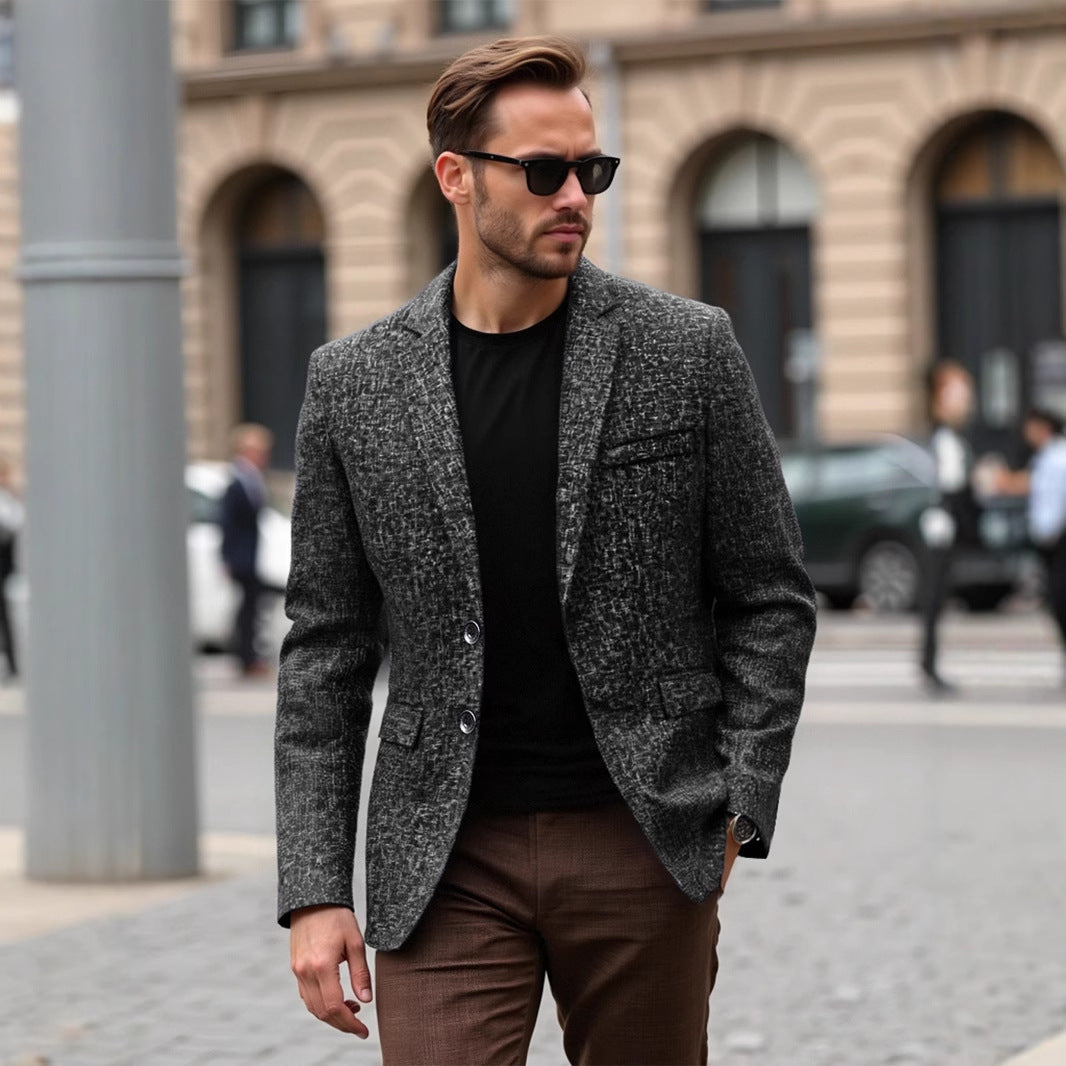 Herren eleganter strukturierten Blazer mit modernem Gewebe und stilvollen Details Drune