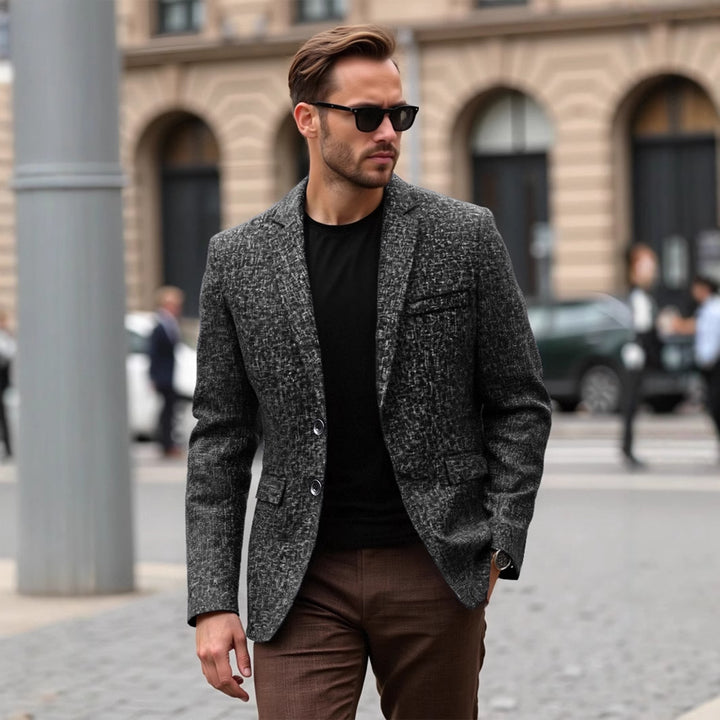 Herren eleganter strukturierten Blazer mit modernem Gewebe und stilvollen Details Drune