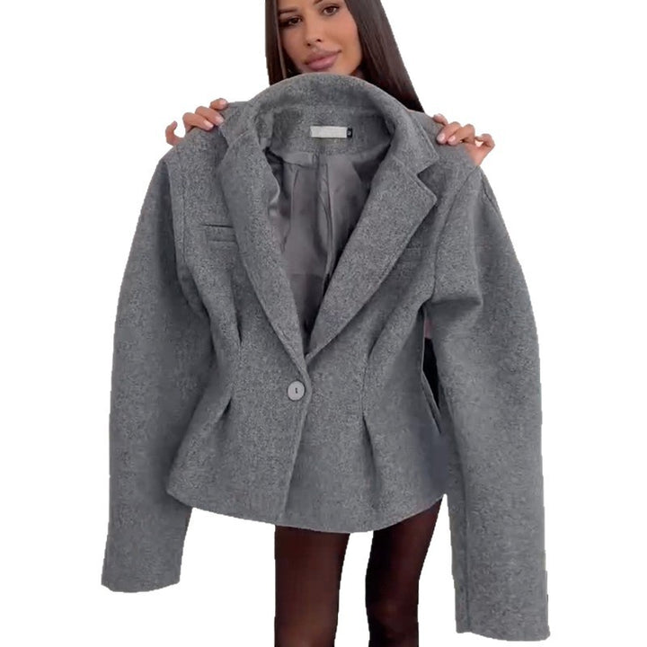 Damen strukturierter Blazer mit aufwendigen Schulterpolstern Drune