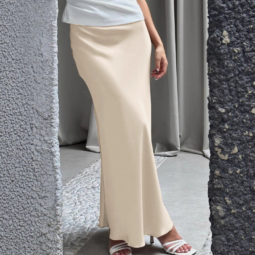 Damen Elegante Maxirock mit fließendem Schnitt und hohem Taillenbund Drune
