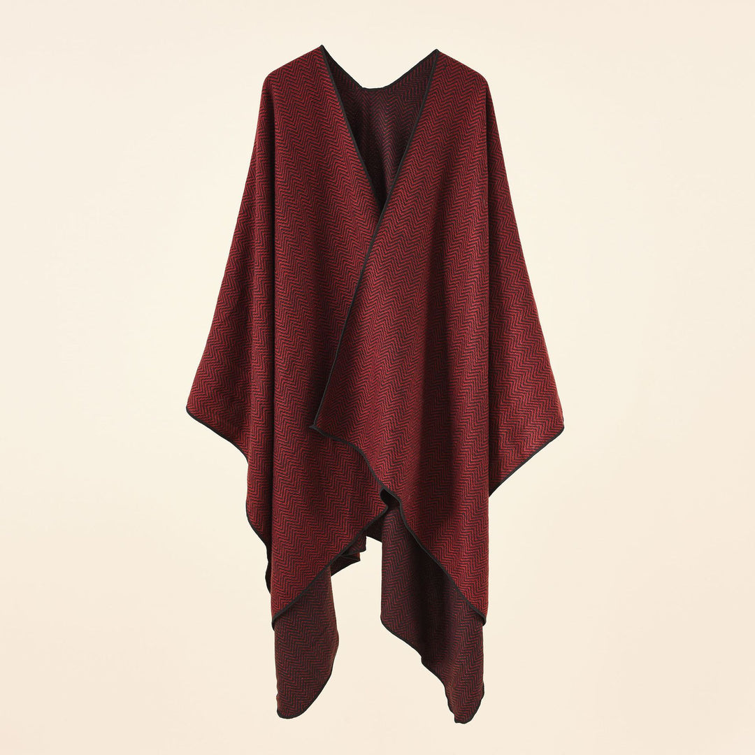 Damen elegante Wickeljacke aus hochwertigem Gewebe mit modernem Herringbone-Muster Drune
