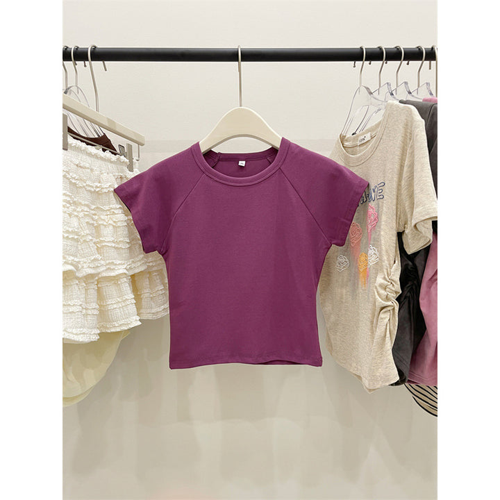 Damen Cropped Relaxed Fit Sport T-Shirt Drune