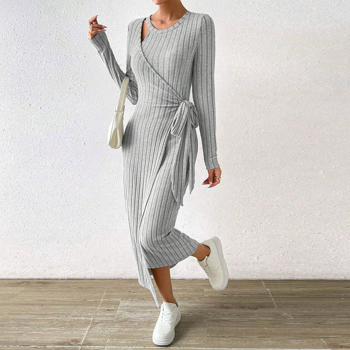 Damen Wickelkleid mit feinen Rippstrukturen und eleganter Taillierung Drune