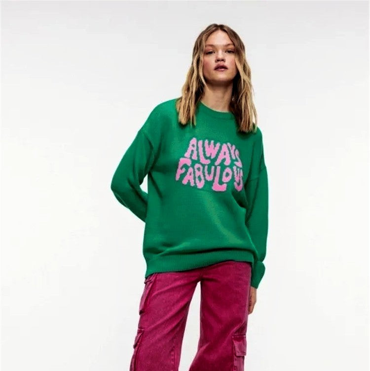 Damen Klassischer Pullover mit Statement-Design und lockerer Passform Drune