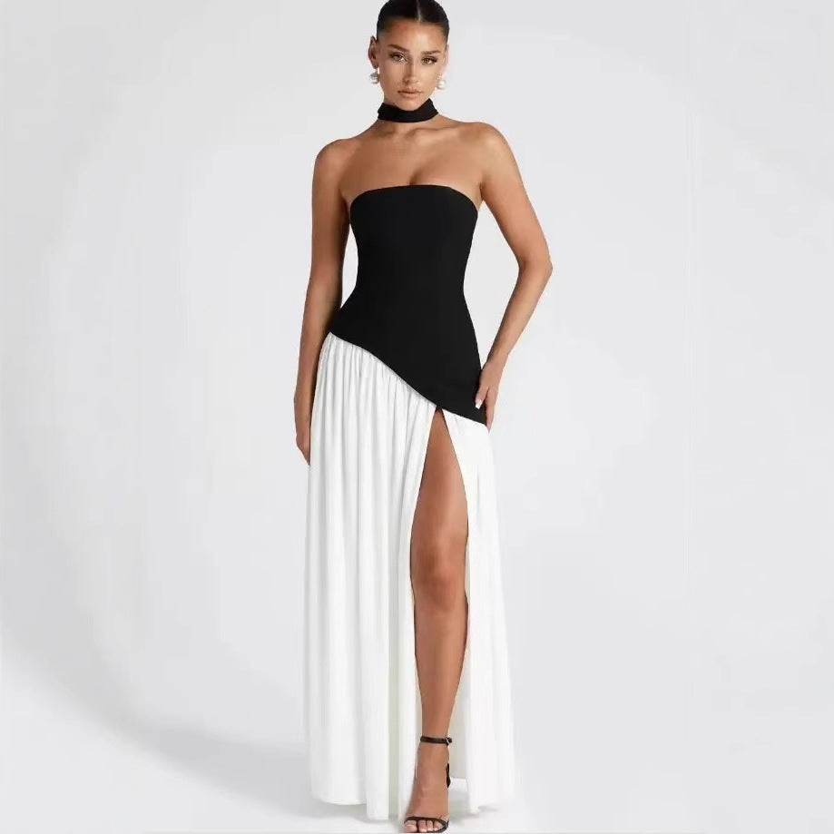Damen Maxikleid mit figurbetontem Oberteil und schwingendem Rock Drune
