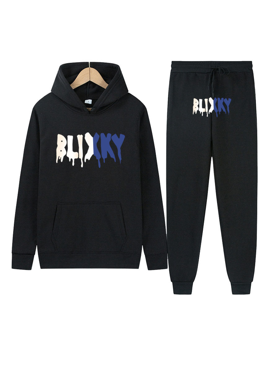 Damen lässiges Hoodie- und Jogginghose-Set mit modernem Schriftzug Drune