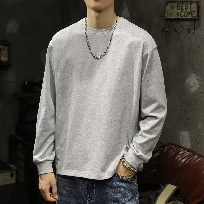 Herren lässiger Langarmshirt aus hochwertiger Baumwolle mit bequemer Passform Drune