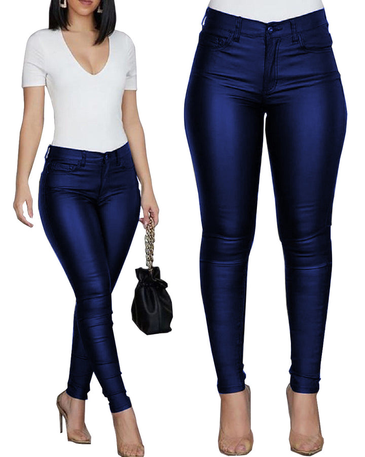 Damen figurbetonte High-Waist Hose Drune