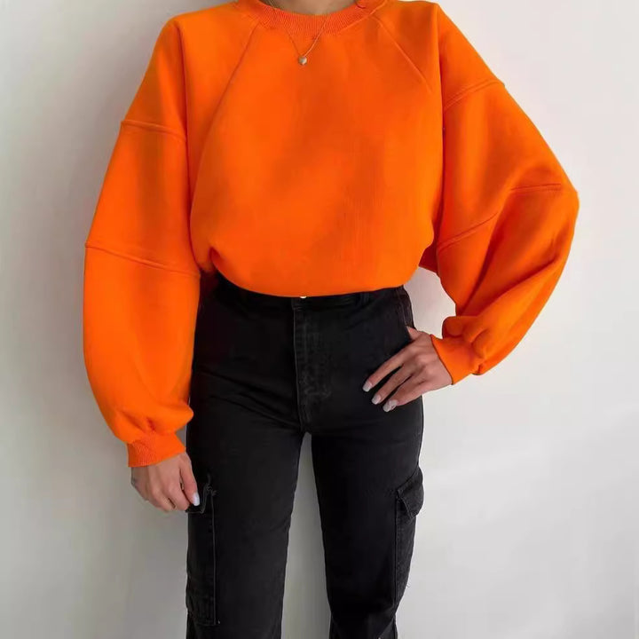 Damen Oversized Sweatshirt mit Puffärmeln Drune