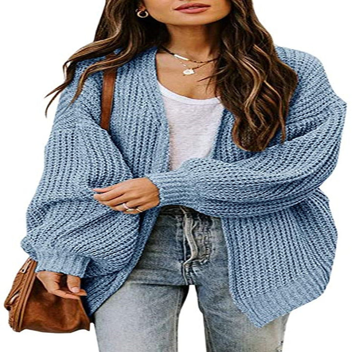 Damen Grobstrick-Pullover mit voluminösen Ärmeln und lässigem Schnitt Drune