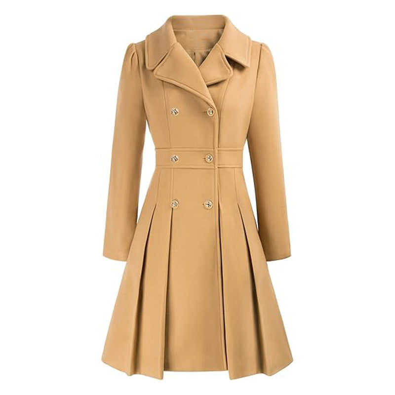 Damen Eleganter Trenchcoat mit tailliertem Schnitt und Plissee-Detail Drune