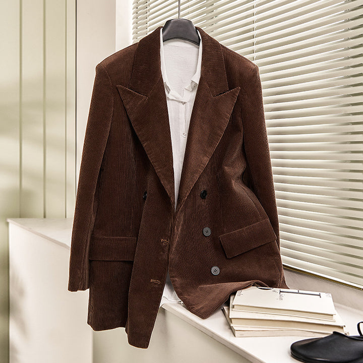 Damen eleganter Cordblazer mit doppelter Knopfreihe und klassischem Schnitt Drune