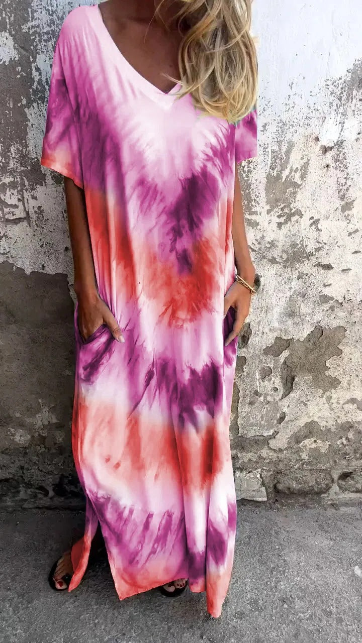 Damen Maxikleid mit lässigem V-Ausschnitt und praktischen Taschen Drune