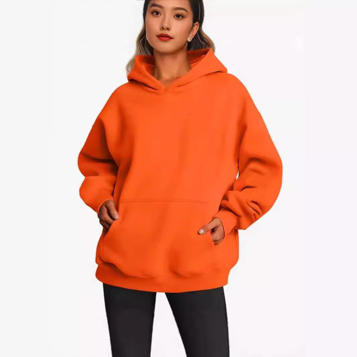 Damen nan Longline-Oversize Hoodie mit tiefer Schulter, verstärkter Kängurutasche und geripptem Saum Drune