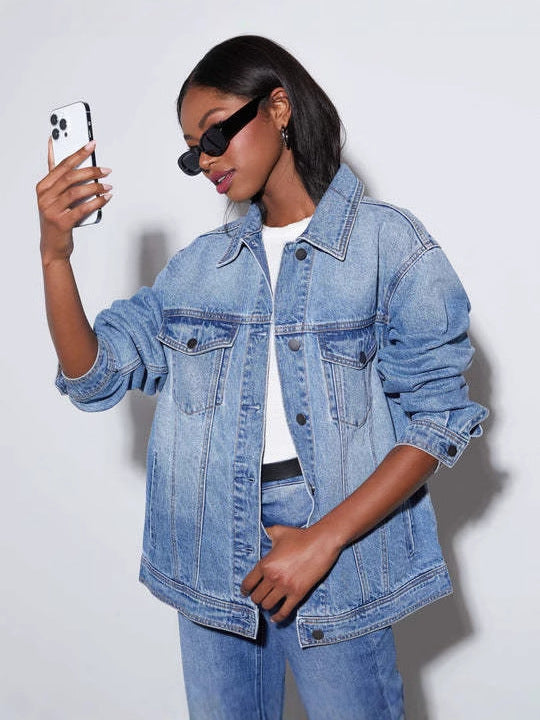 Damen oversized Jeansjacke Drune
