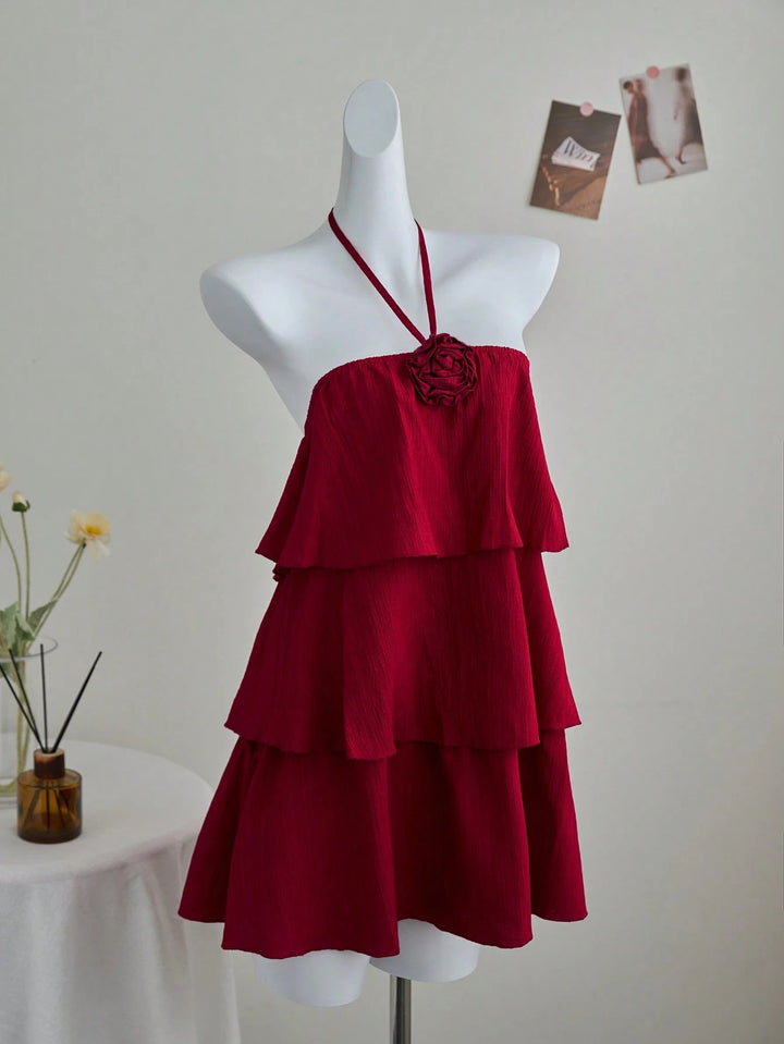 Damen luftiges Strandkleid mit Rüschendetails Drune