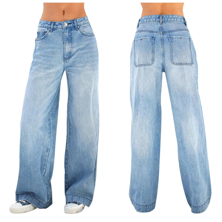 Damen weite Jeans mit hohem Bund und lässigem Schnitt Drune