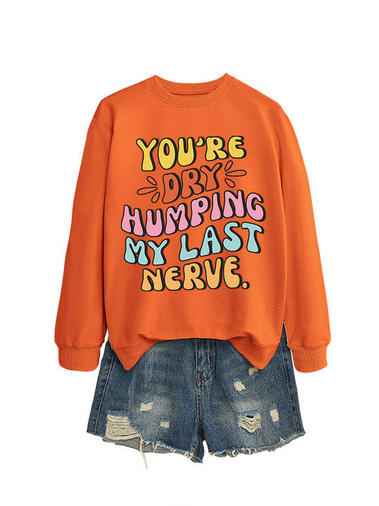 Damen Sweatshirt mit fröhlichem Comic-Slogan und lässigem Schnitt Drune