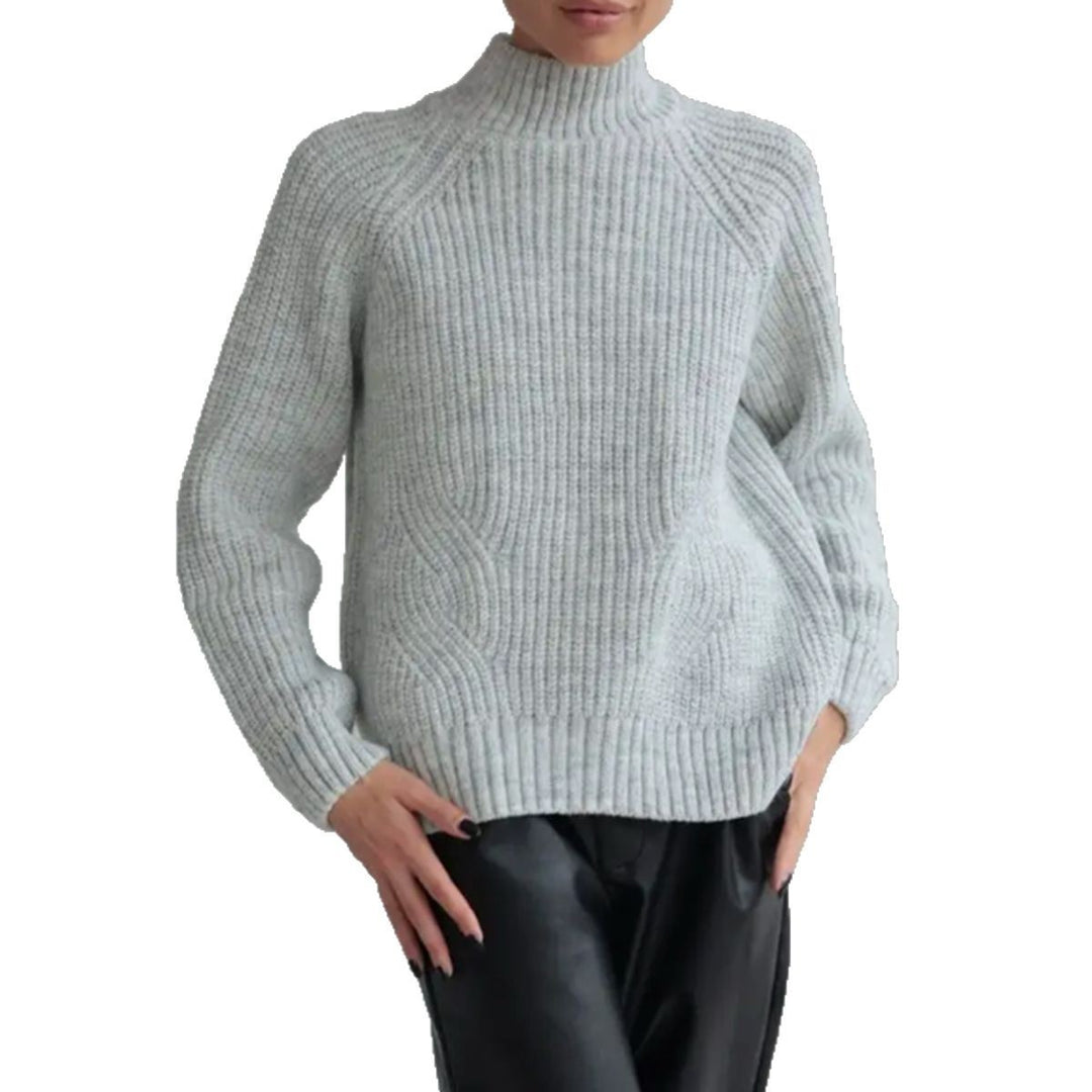 Damen Strickpullover mit hohem Kragen und strukturiertem Muster Drune