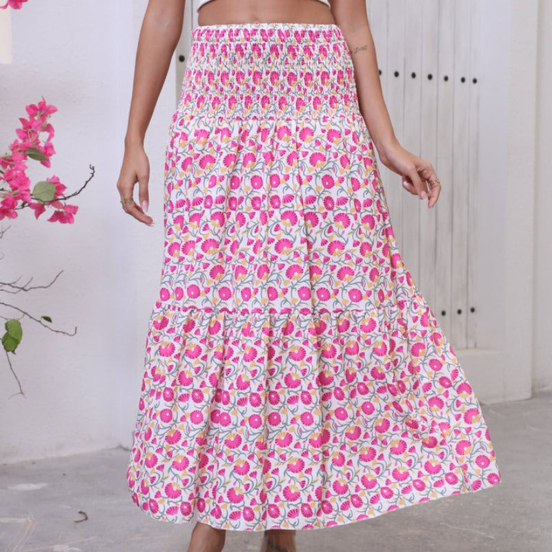 Damen Maxi-Rock mit voluminösen Rüschendetails und knöchellanger Passform Drune