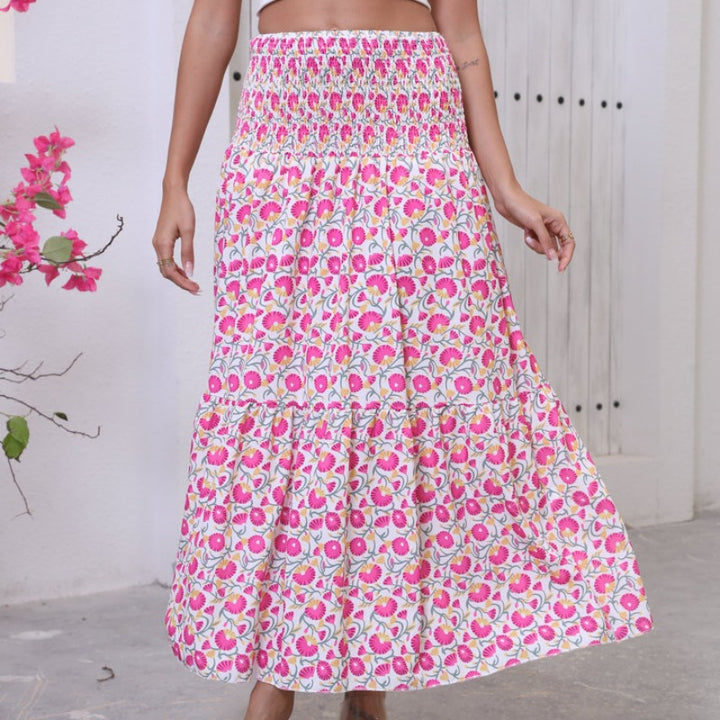 Damen Maxi-Rock mit voluminösen Rüschendetails und knöchellanger Passform Drune