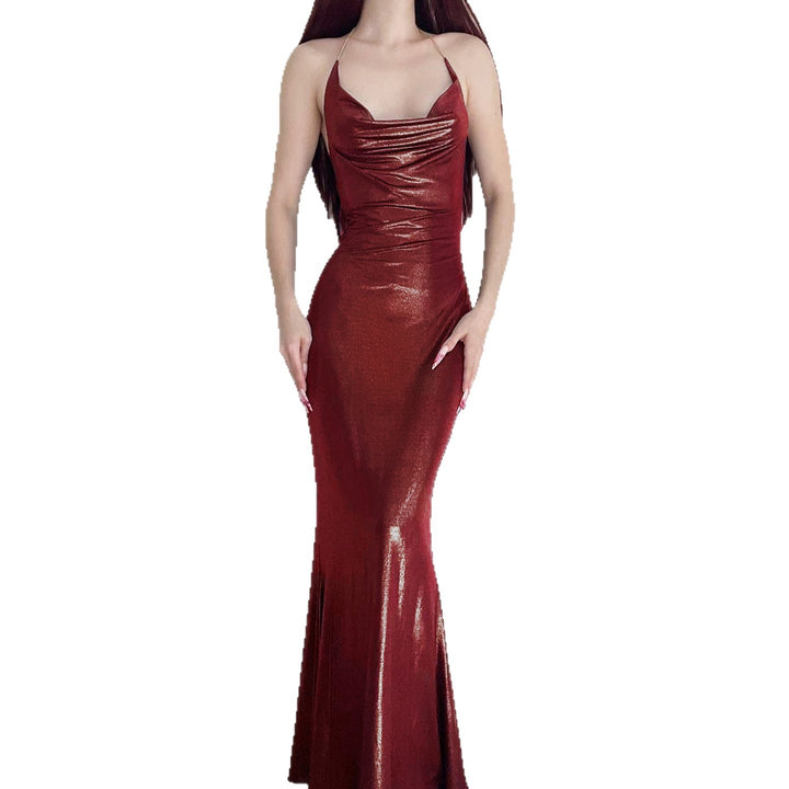 Damen Abendkleid mit schimmerndem Satin und elegantem Schlitz Drune