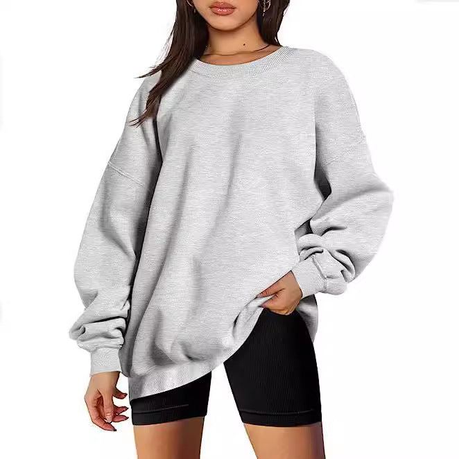 Damen nan Oversize-Sweater mit tiefem Schulterfall und gerippten Bündchen Drune