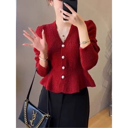 Damen Strickjacke mit dekorativen Knöpfen und eleganter Taillierung Drune