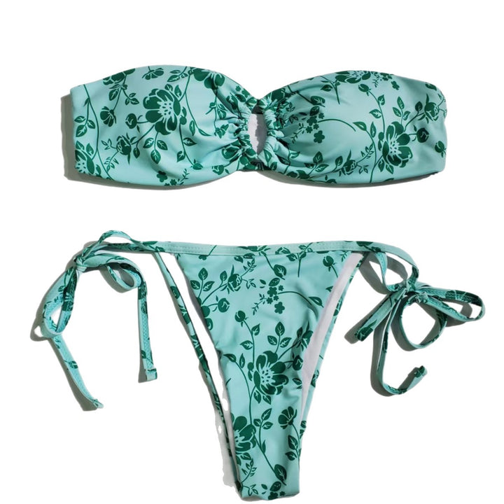 Damen Bandeau-Bikini mit floralem Muster Drune