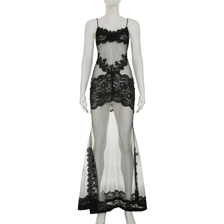 Damen Spitzen-Strandkleid mit elegantem Rückenausschnitt und schwingendem Saum Drune