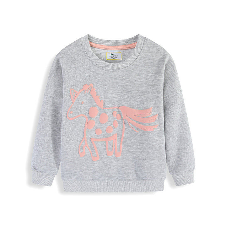 Mädchen Sweatshirt mit verspieltem Pferde-Design Drune
