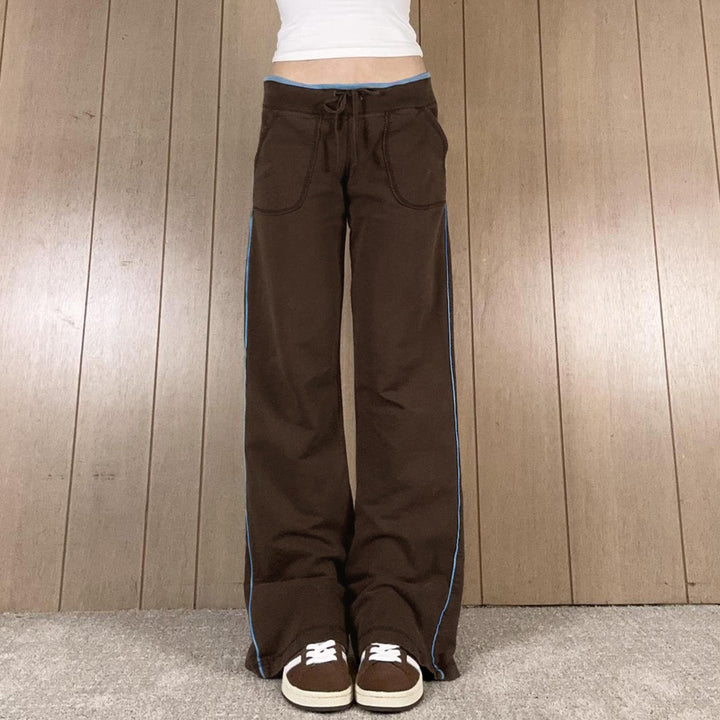 Damen komfortable Freizeithose mit breitem Bein und elastischem Bund Drune