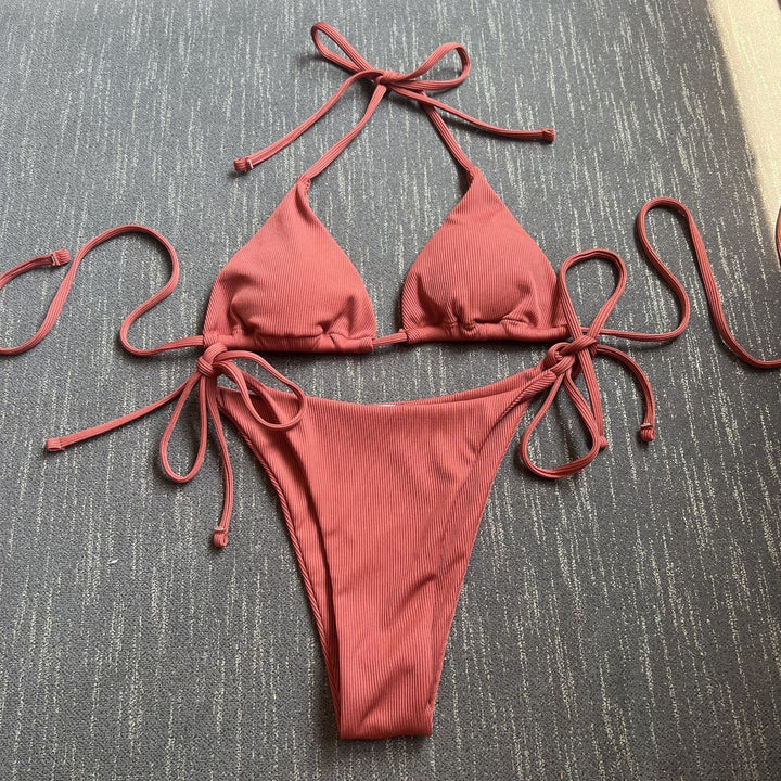Damen Triangel-Bikini mit verstellbaren Bändern und raffinierten Schnürdetails Drune