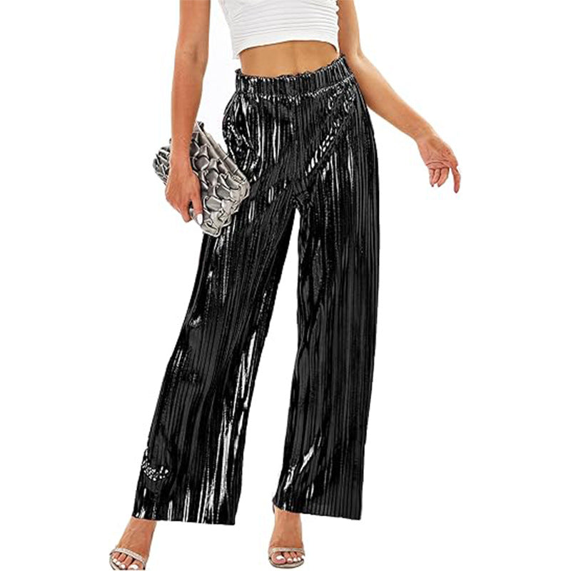 Damen Elegante Plisseehose mit elastischem Bund Drune