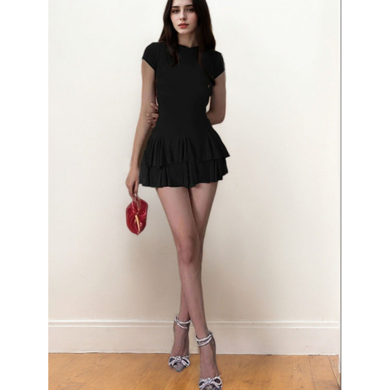 Damen Freizeitkleid mit fließendem Rock und raffinierten Rüschen Drune