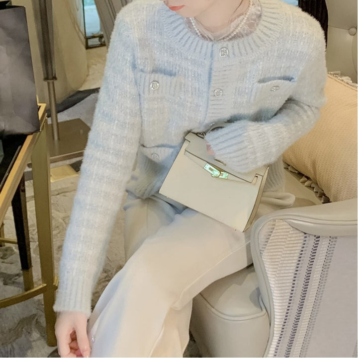 Damen Strickjacke mit Taschen und dekorativen Knöpfen Drune