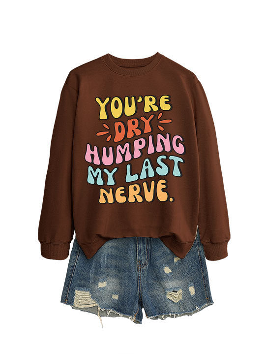Damen Sweatshirt mit fröhlichem Comic-Slogan und lässigem Schnitt Drune