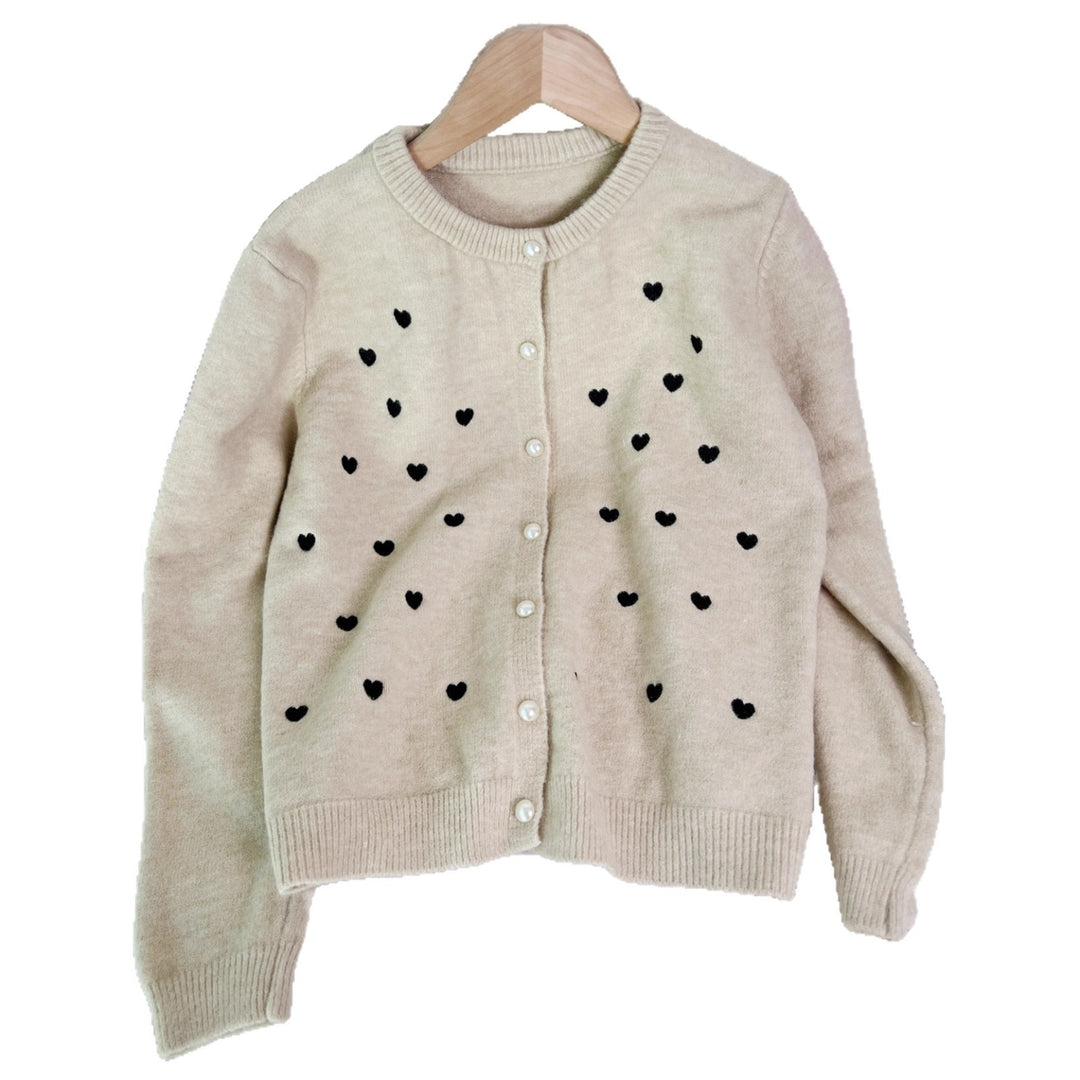 Damen Herzmotiv Pulloverjacke Drune